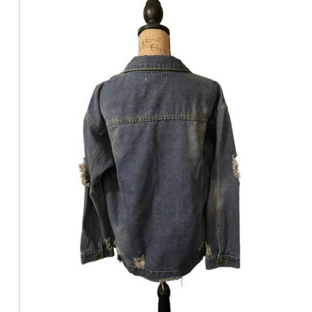 Oversized Distressed Jean Jacket - Picture 5 of 7